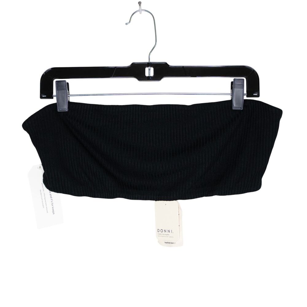Donni Ribbed Strapless Bandeau Tube Top Black Size XL NWT